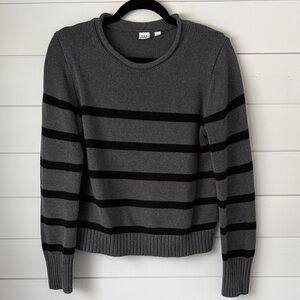 GAP Charcoal and Black Striped Pullover